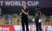 Jess Kerr of New Zealand celebrates after taking the wicket of Rabeya Khan of Bangladesh during the ICC Women's Cricket World Cup India 2025 match in Guwahati, India. Photo / Getty Images