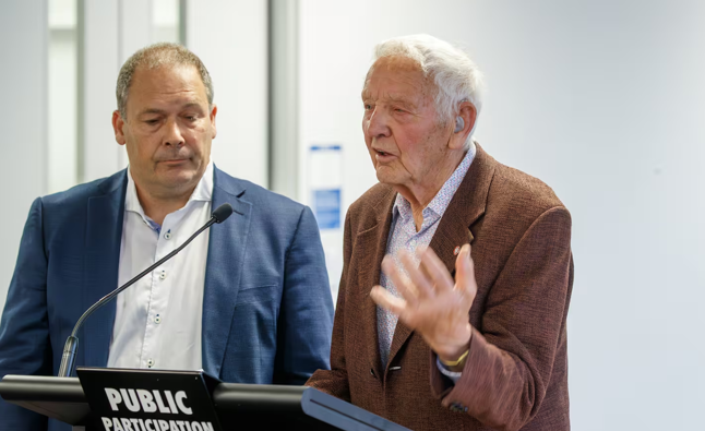 Philanthropist Sir Mark Dunajtschik, right, offered to buy the land underneath the cinema building. Photo / Mark Mitchell