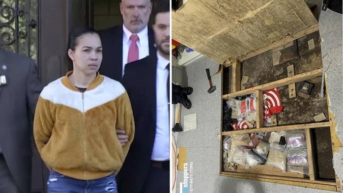 New York daycare operator Grei Mendez has been charged with murder after a toddler died from suspected fentanyl poisoning. During a search yesterday, police found bags of fentanyl stashed beneath a trap door in the children’s play area. (Photo / AP)