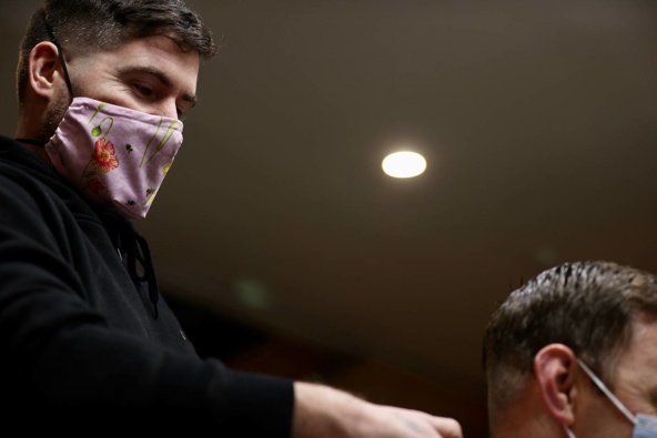Benny Scott, Owner Of Bennys Barbers In Christchurch At 6AM On Wednesday. Photo / George Heard