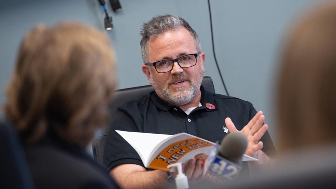 Toby Price, a former assistant principal, testifies during an appeal hearing at the Hinds County Schools administration building. (Photo / Barbara Gauntt via AP, File)