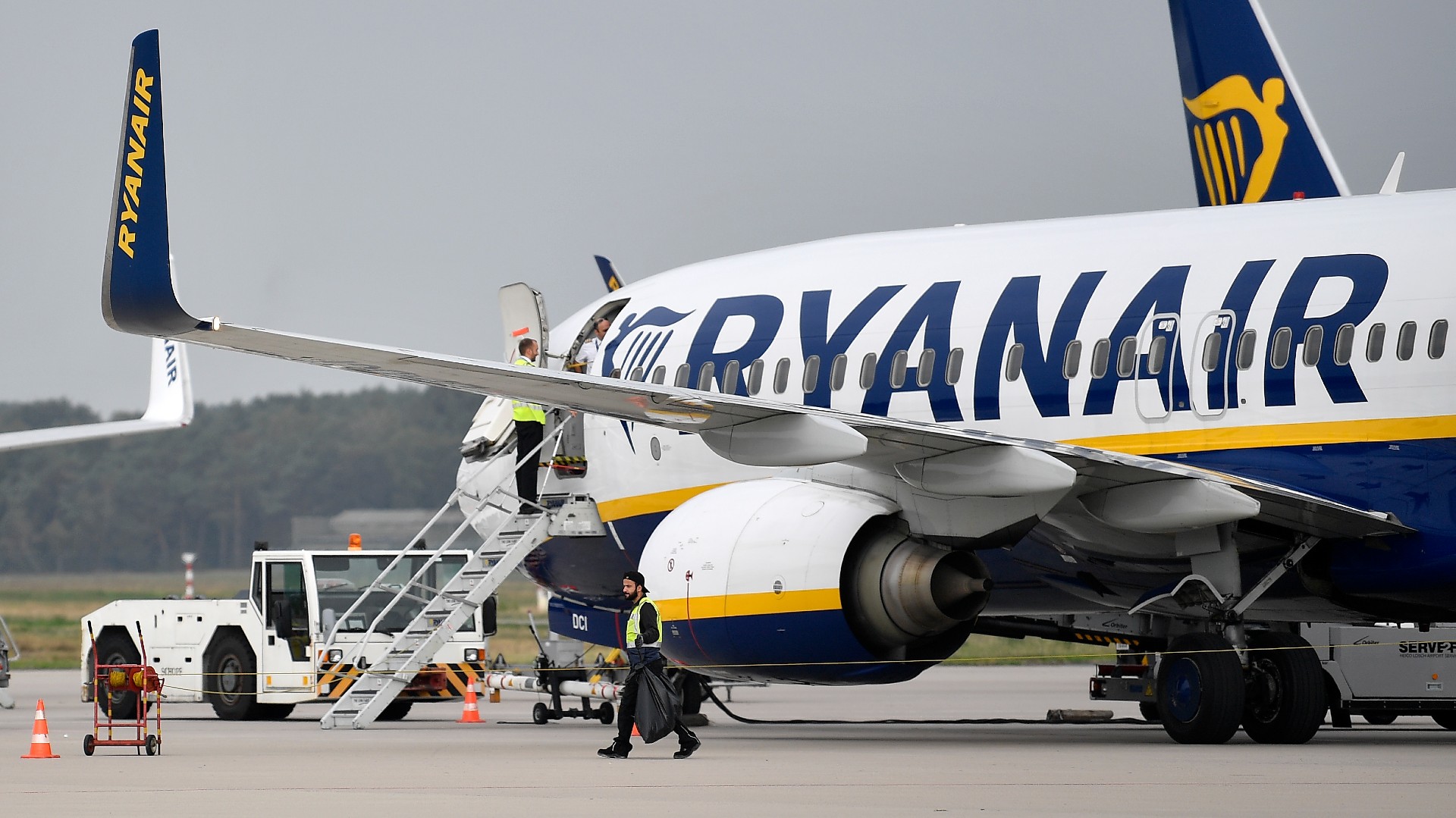 A Ryanair plane parks at the airport in Weeze, Germany, Sept. 12, 2018. (Photo / AP)