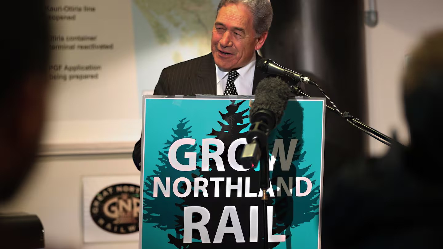 Winston Peters has long committed to Northland's rail, including at this public meeting in 2019, now saying he hopes private companies can deliver the Marsden Point Rail Link cheaper than KiwiRail. Photo / NZME