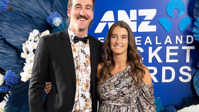 Blair Tickner and Sarah Tickner at the 2023 New Zealand Cricket Awards. Photosport