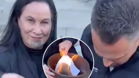 'Hurry up before we get arrested' - Te Pāti Māori MPs burn bill outside Parliament