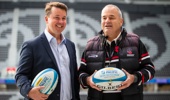 Super Rugby CEO Jack Mesley (left) with Crusaders CEO Colin Mansbridge. Photo / Photosport
