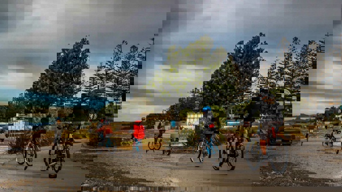 Grey clouds forming over Marine Parade. Heavy rain is expected for Hawke's Bay on Monday. Photo / Paul Taylor