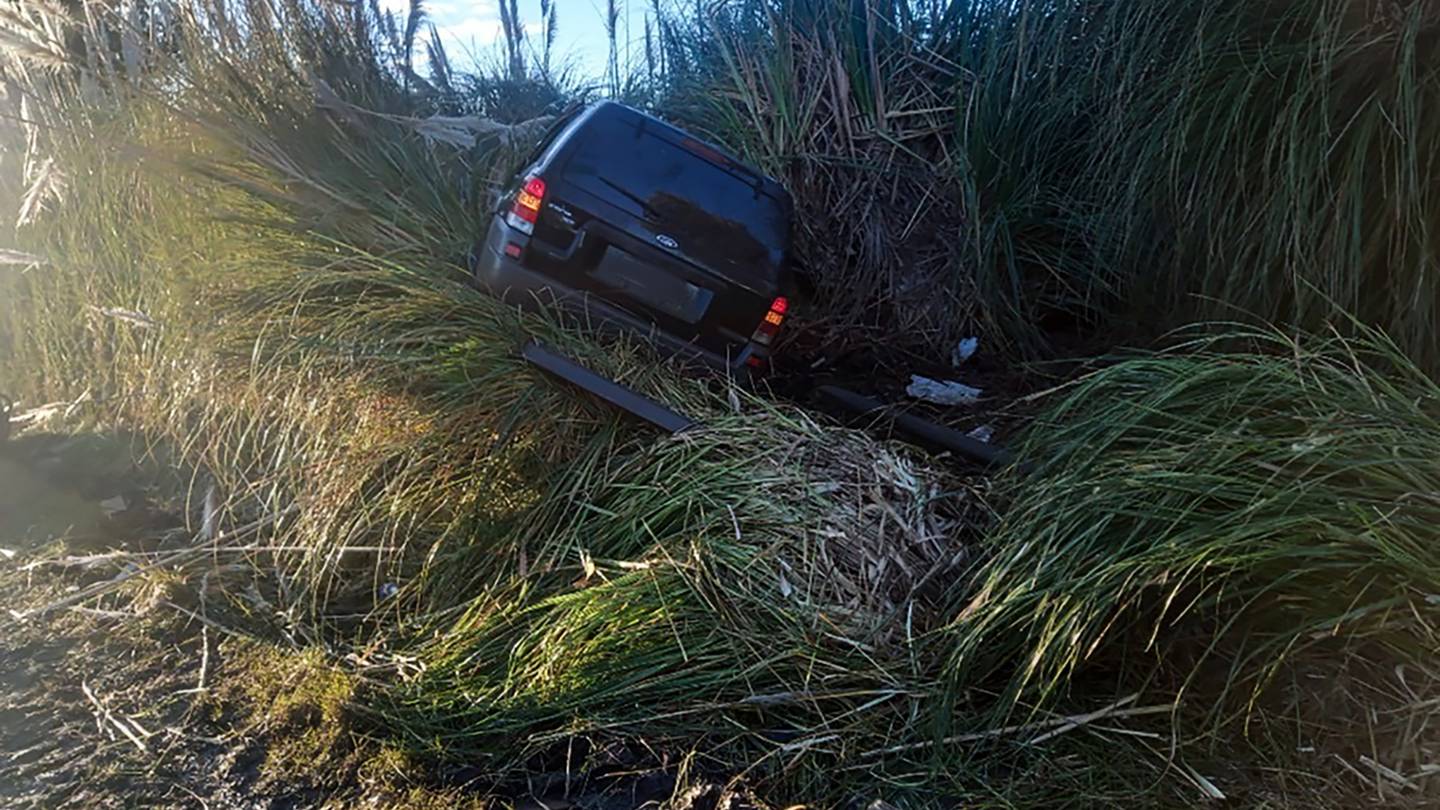 Roadside toi toi bushes at the site of a serious accident on Tuesday morning.