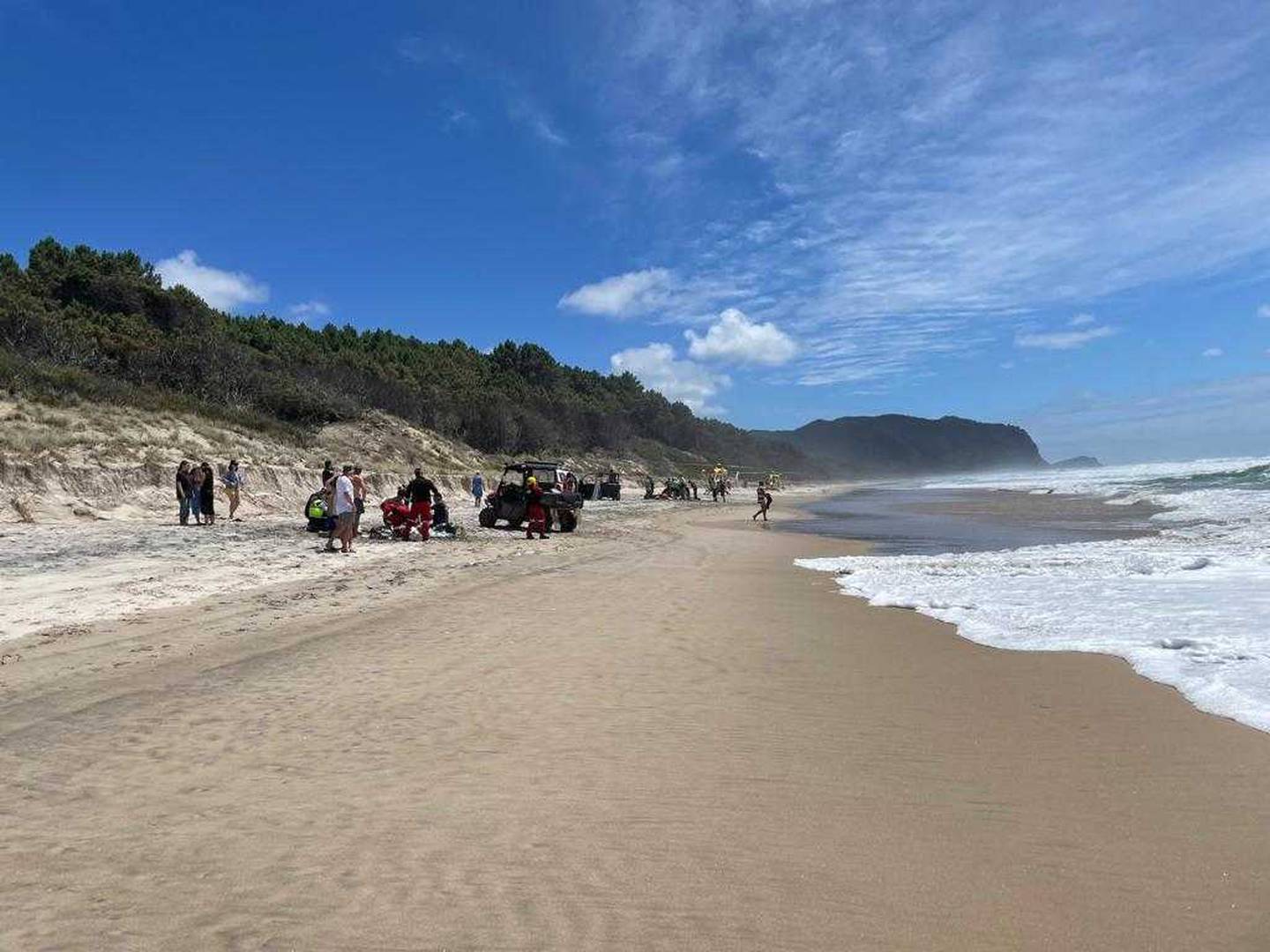Emergency crews respond to a major water incident at Opoutere Beach. Photo / Supplied