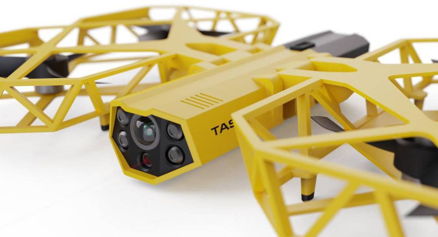 A conceptual design through a computer-generated rendering of a taser drone. (Photo / AP)