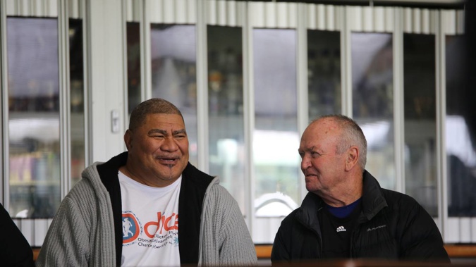 Inga Tuigamala, pictured with Sir Graham Henry, went on a mission to turn his health around on Match Fit and managed to reverse his type two diabetes condition. Photo / Supplied