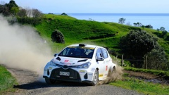 Over 60 competitors will start the Battery Town Rally of Bay of Plenty this weekend including Mike Young and Amy Hudson in a Toyota Yaris AP4. Photo / Geoff Ridder