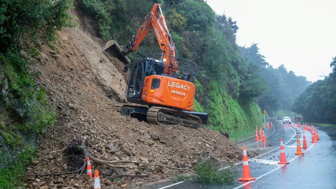 Significant slips in Wellington and across the North Island were caused by the same weather event that ripped a tenant's window off its hinges. Photo / Mark Mitchell