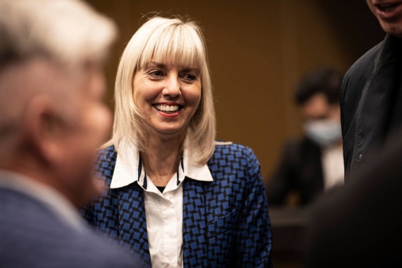 Auckland Mayoral Candidate Viv Beck at a Penrose Business Association "Meet the Candidates" evening. Photo / Greg Bowker