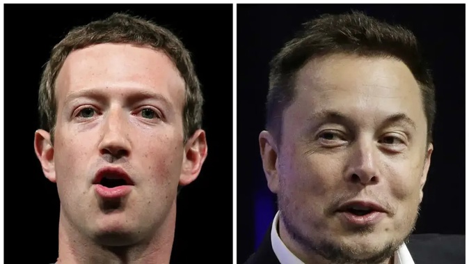 Facebook CEO Mark Zuckerberg, left, and Tesla and SpaceX CEO Elon Musk may meet in the ring. Photo / AP