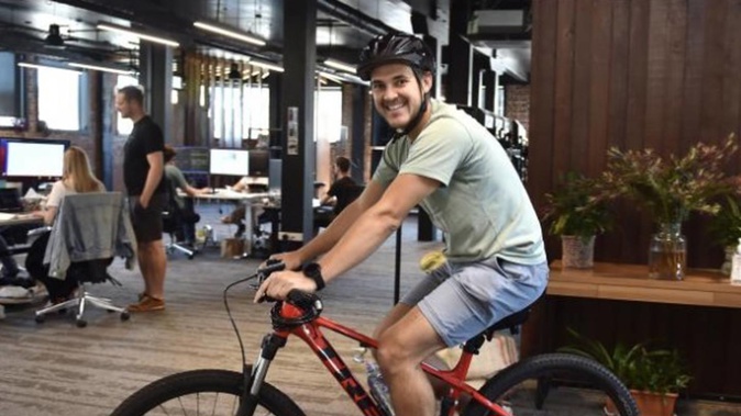 CloudCannon software engineer Jonatah Benatti celebrates his workplace moving to a nine-day fortnight. (Photo / Gregor Richardson)