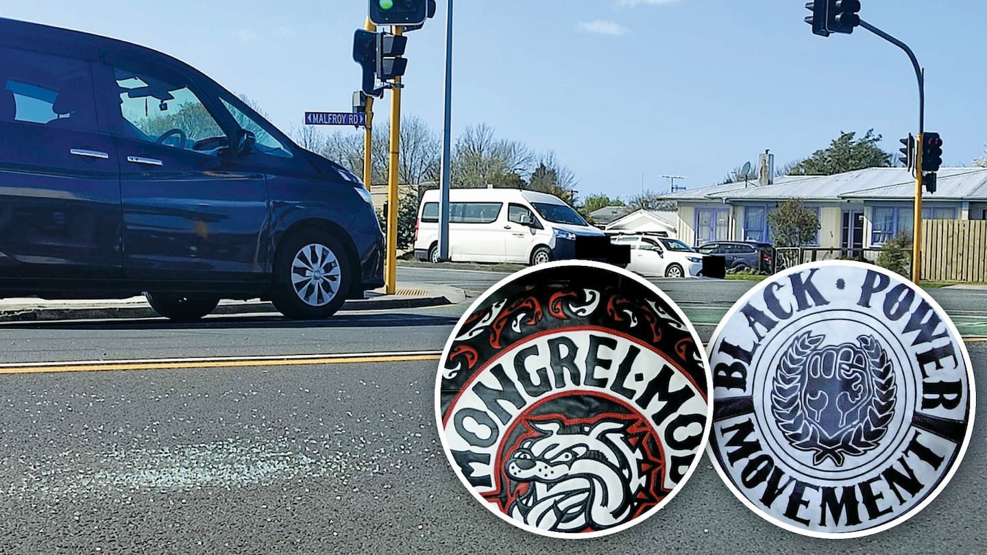 A Black Power associate fired shots at utes containing Mongrel Mob members outside the Westend shops in Rotorua. Photos / NZME