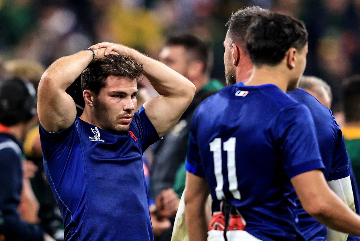 France's Antoine Dupont after the loss to South Africa in the quarter-finals of the Rugby World Cup. Photo / Photosport