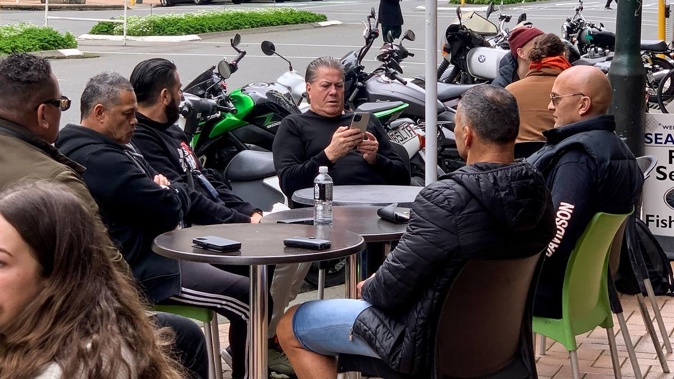 Brian Tamaki at a cafe in Wellington this afternoon. (Photo / Thomas Coughlan)