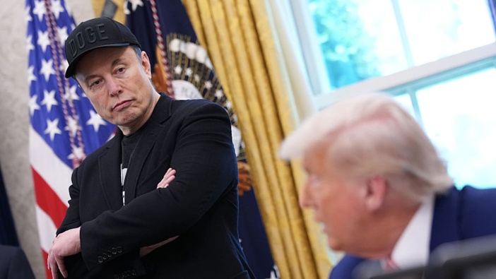 President Donald Trump and Elon Musk in the White House on May 30, when their disagreement was still cordial. Photo / Getty Images