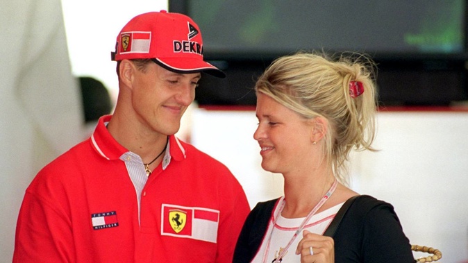 Michael Schumacher with wife Corinna in 1998. Photo / Getty