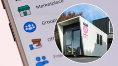 A Hireworx cabin similar to that hired by Joshua Turner who then advertised it for sale on Facebook Marketplace. Photo / NZME composite