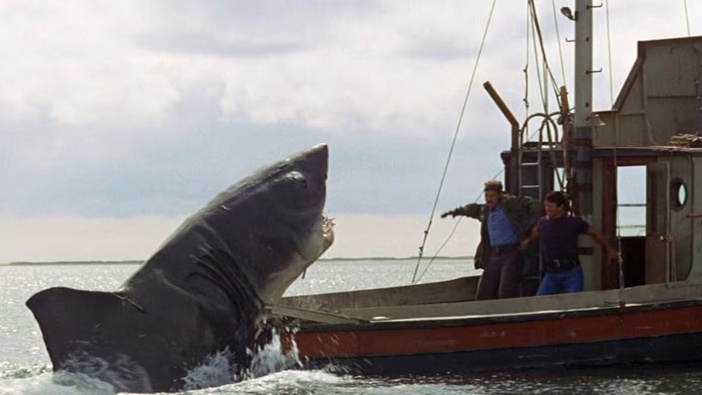 A scene from Steven Spielberg's Jaws, based on the popular novel by Peter Benchley.