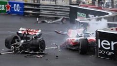 Haas driver Mick Schumacher of Germany crashes during the Monaco Formula One Grand Prix. (Photo / AP)