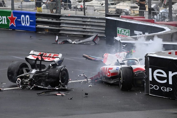 Haas driver Mick Schumacher of Germany crashes during the Monaco Formula One Grand Prix. (Photo / AP)