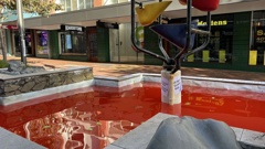 Wellington's bucket fountain has been targeted by anti-war protesters on Anzac Day. Photo / NZ Herald
