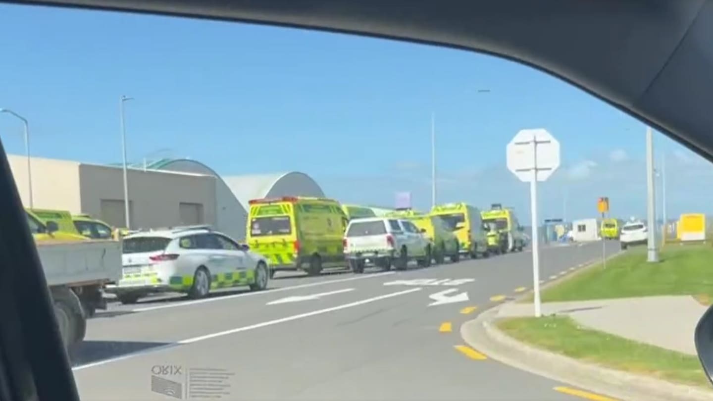 Around a dozen ambulances were waiting at Auckland Airport after an inbound Qantas flight from Sydney made a mayday call on September 26.