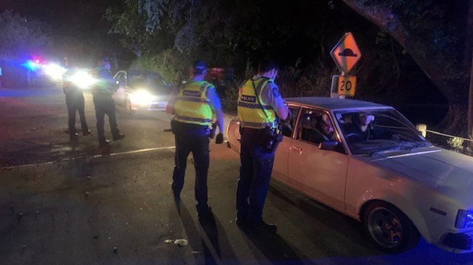 More than 30 infringement notices were handed out to a group of illegal street racers in central Christchurch at the weekend. Photo / Supplied