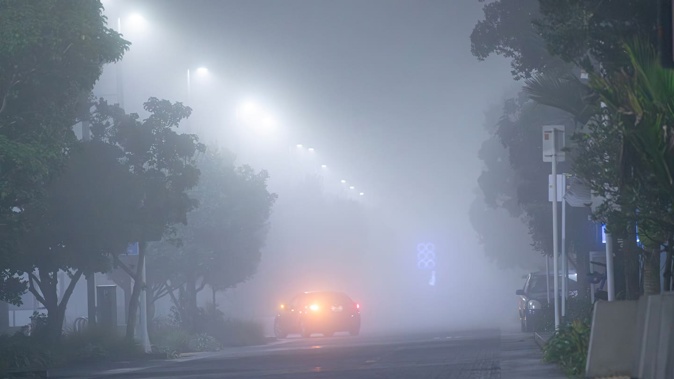 Another foggy morning in Auckland is causing major disruption to domestic flights in and out of Auckland Airport. Photo / Hayden Woodward