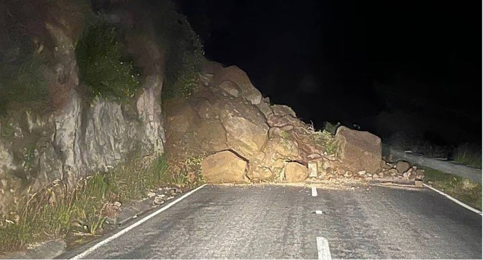 The slip that closed State Highway 2 not far from the temporary Bailey Bridge over the Waikare River north of Putorino earlier this month.