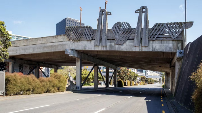 The City to Sea Bridge, a pedestrian bridge and public artwork in Wellington. The Wellington City Council says it plans to start demolition work on the bridge this Friday. Photo / Mark Mitchell.