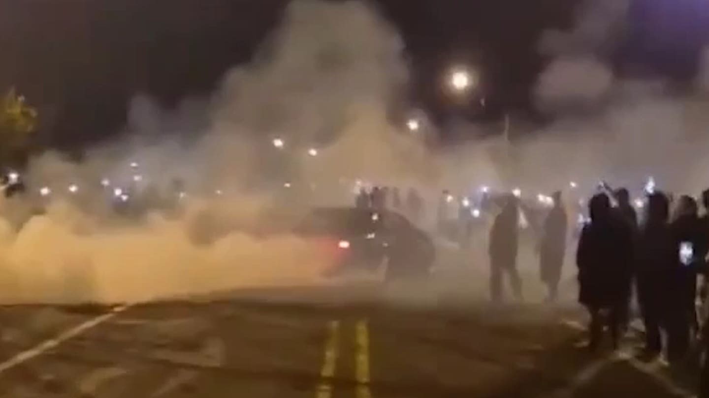 'Completely reckless and unacceptable': Boy racers hurl bottles, fireworks at police