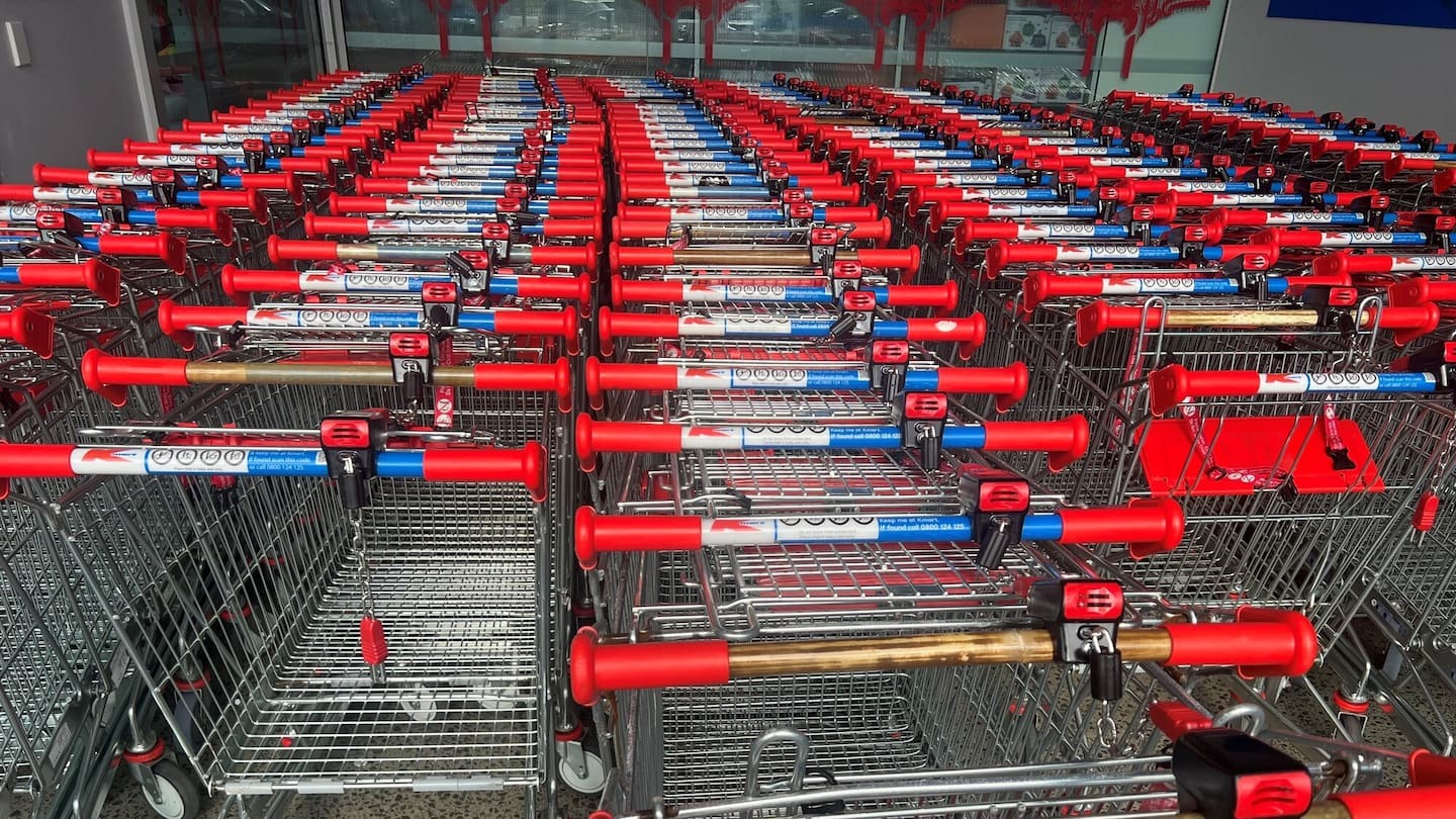 Shopping trolleys at Rotorua's Kmart now cost a refundable bond of 50c to use. Photo / Kelly Makiha