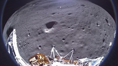 Before its power was depleted, Odysseus sent this photo in its farewell transmission from Earth's moon. Photo / AP