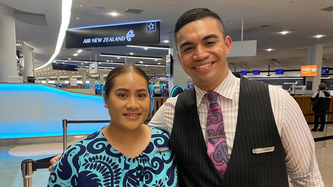 Colleagues Samantha Tumuauatasi Matafeo and Jireh Lalotoa Peniata will be part of the all-Samoan flight crew heading to Samoa on Tuesday. Photo / Adriana Weber