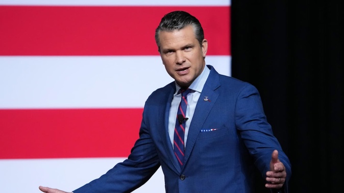 US Defence Secretary Pete Hegseth speaks to senior military leaders at Marine Corps Base Quantico in Virginia. Photo / Getty Images