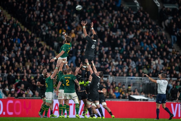 All Blacks take on the Springbok at Eden Park in Auckland. New Zealand Herald photograph by Alyse Wright, 6 September 2025.