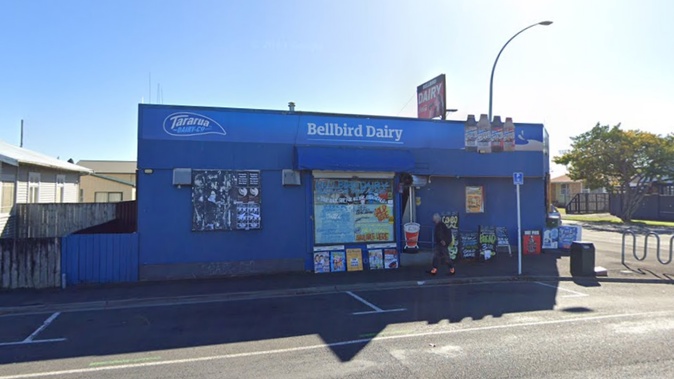 Pihama Pompey was armed with a gun, and his associate a screwdriver, when they robbed the Bellbird Dairy in Hamilton of more than $7000 worth of cash and cigarettes. Photo / Google Maps