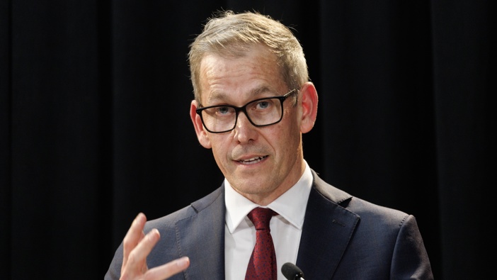 Acting Reserve Bank Governor Christian Hawkesby during his OCR press conference in Wellington, 28 May, 2025. Photo / Mark Mitchell