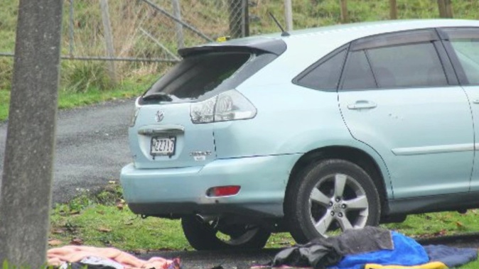 The Toyota vehicle which was shot at by homeowner Orren Scott Williams after the group of four smashed their way into his home during the early hours of June 6, 2019. (Photo / Dean Taylor)