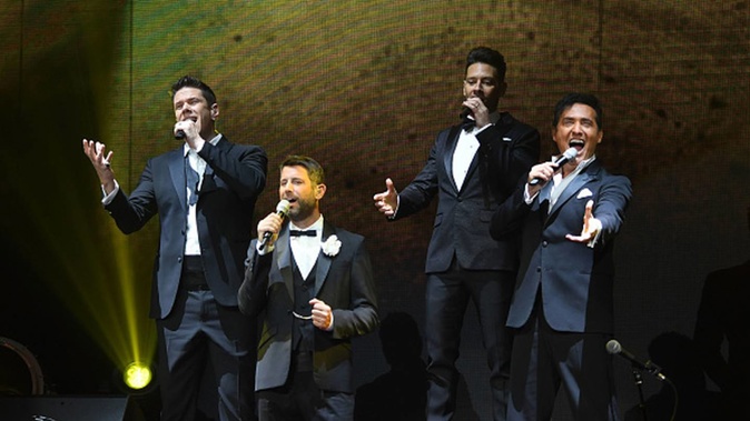 David Miller, Sebastien Izambard, Urs Buhler and Carlos Marin of the musical group Il Divo perform at Pearl Theater In The Palms Casino Resort on March 15, 2019. Photo / Getty Images
