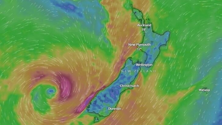 Tasman, Marlborough and Westland residents could see up to 300mm of rain during today and tomorrow. Photo / Windy.com