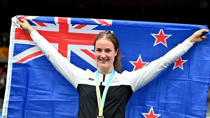 Ellesse Andrews stunned the reigning Olympic champion to win gold. Photo / Photosport