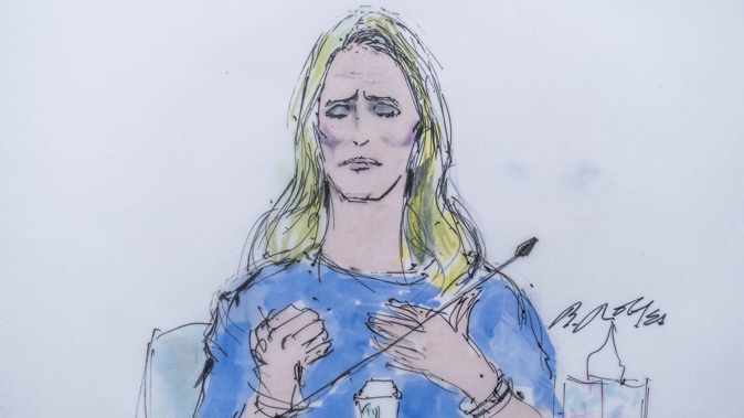 In this courtroom artist sketch, Jennifer Siebel Newsom testifies at the trial of Harvey Weinstein. Photo / AP