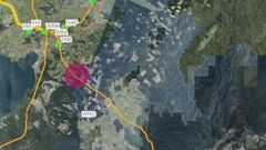 The location of the lightning strike (in red) close to Taupō that caused the mass outage. Photo / Transpower