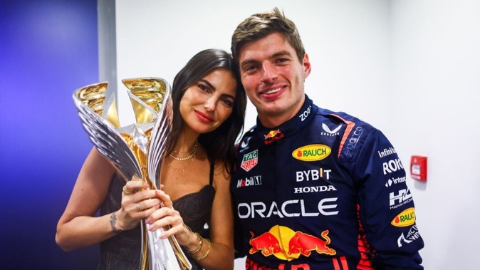 Max Verstappen with partner Kelly Piquet after he won the F1 Grand Prix of Abu Dhabi last year. Photo / Getty Images